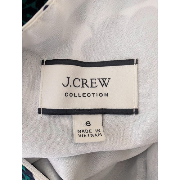 J Crew Collection Dress Womens 6 Green Navy Floral One Shoulder Midi BK996 - Picture 3 of 16